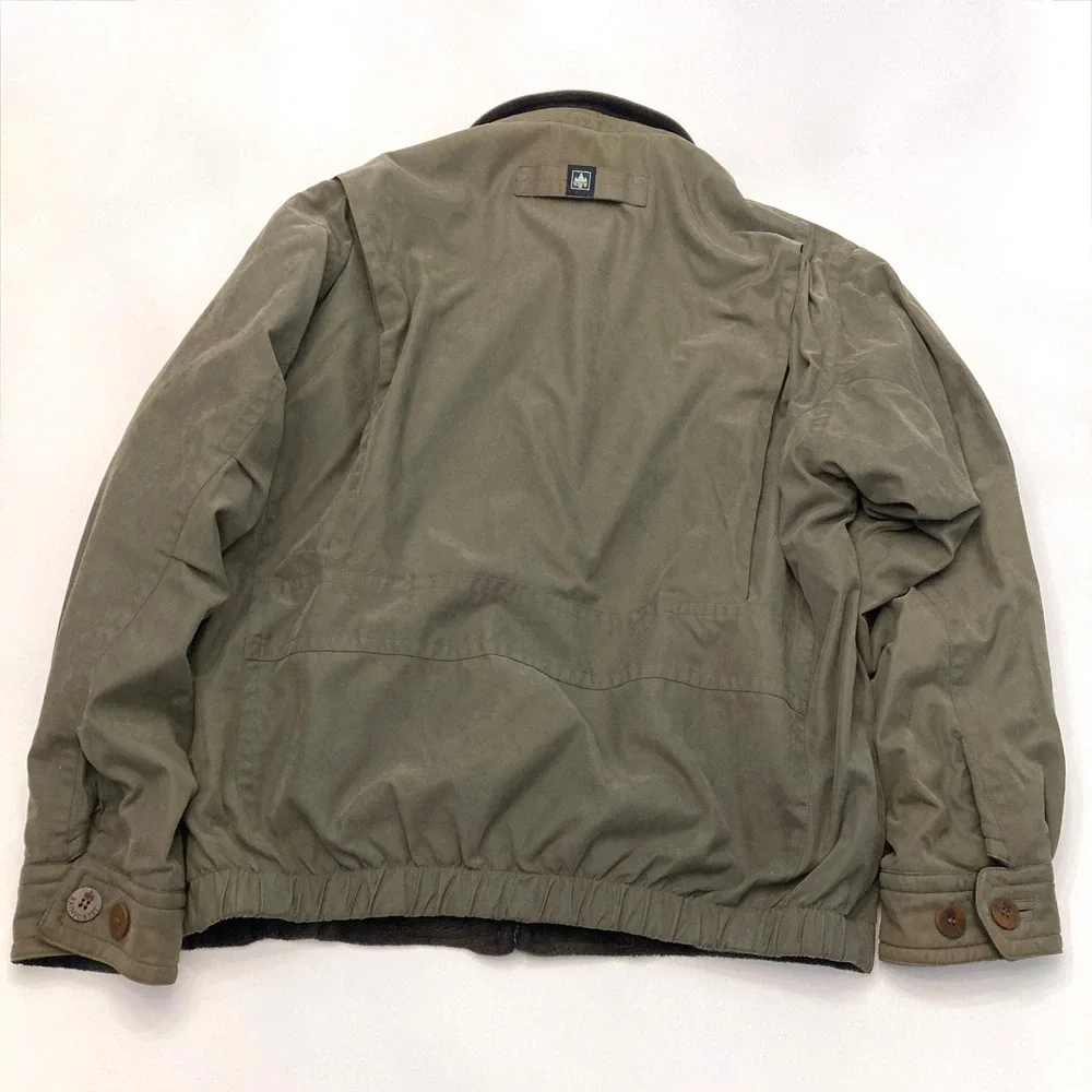 Rainforest Jacket Reversible Twill Fleece Plaid Men's Medium Tan Leather Collar